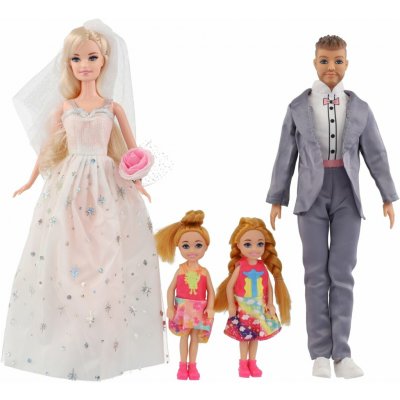 Teddies nevěsta a ženich Anlily plast 28 cm s rodinou – Sleviste.cz