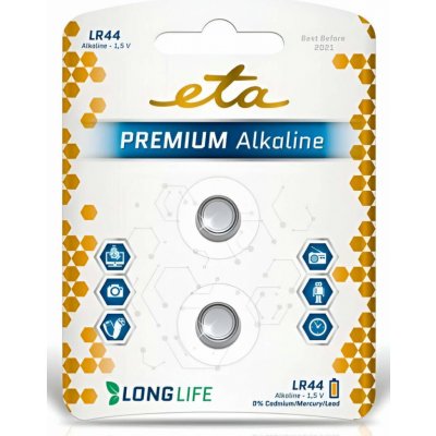 ETA PREMIUM ALKALINE LR44 2ks LR44PREM2 – Zboží Živě