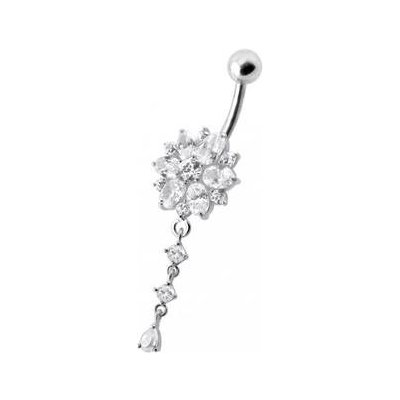 Šperky4U stříbrný piercing do pupíku kytička BP01120-C – Sleviste.cz