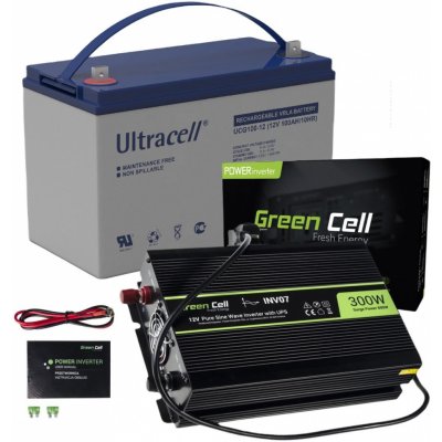 Green Cell 12V/230V 300W/600W čistý sinus + AGM ULTRACELL baterie 12V 100Ah | Zboží Auto