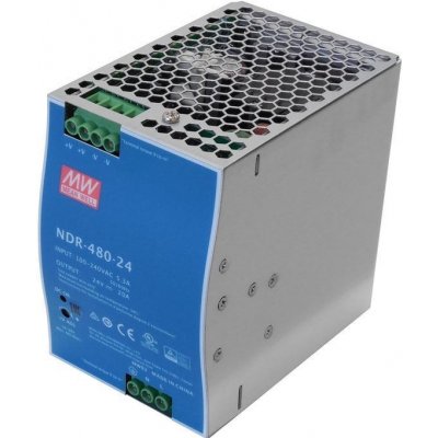 Průmyslový zdroj Mean Well NDR-480-24, 24V=,480W spínaný na DIN lištu (8596425181162)