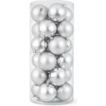 DECOLED Sada vánočních ozdob stříbrné 8 cm plastové koule, 12× lesk, 12× mat, balení 24 ks – Zboží Dáma