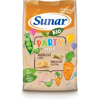 Sunar BIO Party mix hráškové a mrkvové křupky 45 g – Zboží Dáma
