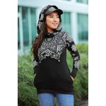 Himalife mikina Moana s maxi kapucí černá s metalickou stříbrnou – Zboží Mobilmania