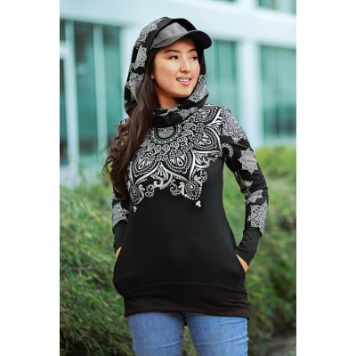 Himalife mikina Moana s maxi kapucí černá s metalickou stříbrnou – Zboží Mobilmania