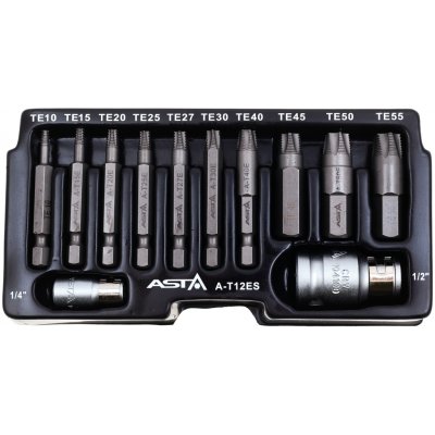 Sada bitů na vytahování poškozených TORX šroubů, 12 ks, Asta A-T12ES – Hledejceny.cz