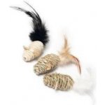 Karlie Myš s peřím pletená 5 x 3 ks – Zboží Mobilmania