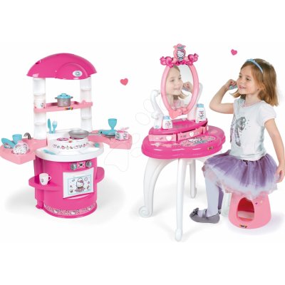 Smoby Set kosmetický stolek se židličkou Hello Kitty s kuchyňkou – Zboží Mobilmania