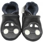 Ebooba Kožené capáčky s koženou podrážkou auto Černá – Sleviste.cz