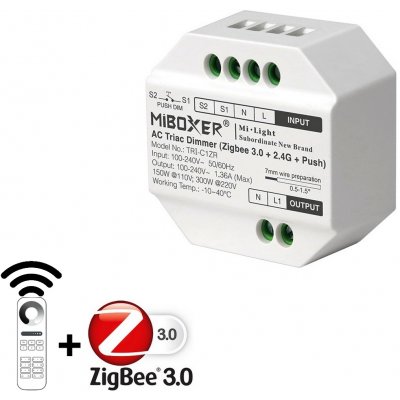 MiBoxer TRI-C1ZR triakový stmívač Zigbee 3.0 + RF 2,4GHz + tlačítko, 230VAC, 300W – Zbozi.Blesk.cz