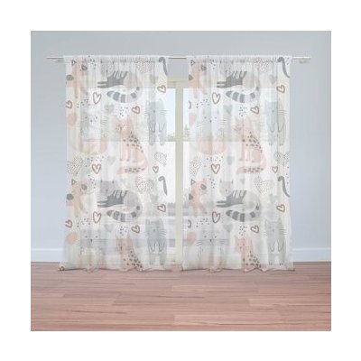 Sablio Záclony Malované kočičky: 2ks 150x250cm – Hledejceny.cz