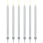 PartyDeco svíčky dlouhé stříbrné D_SCD-1-018ME