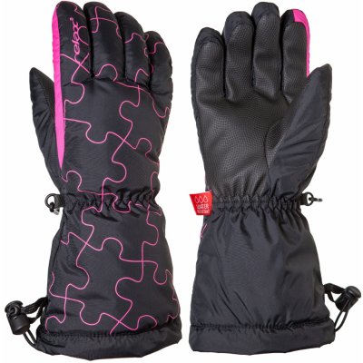 Relax puzzy junior lyžařské rukavice černé růžové