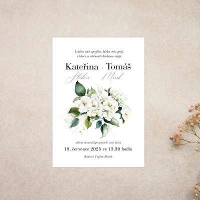 Svatební oznámení Bílá hortenzie – Zboží Dáma
