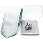 Decofashion sada s jemnou aplikací- kravata kapesníček a manžetové knoflíčky šedá – Zboží Dáma