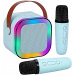 KIK KX3377 Karaoke Bluetooth reproduktor 6 W 2x bezdrátový mikrofon modrý – Sleviste.cz