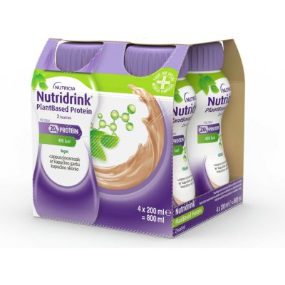 NUTRIDRINK PLANTBASED PROTEIN 2.0 S PŘÍCHUTÍ CAPPUCCINO POR SOL 4X200ML – Hledejceny.cz