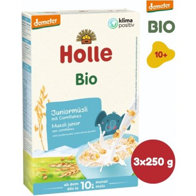 Holle Bio Junior celozrnné müsli s obilnými vločkami 3 x 250 g – Zboží Dáma
