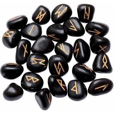 Nefertitis Sada runových kamenů z černého achátu NF27862 - 25 x cca 2 cm – Zboží Dáma