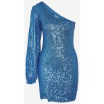 Noisy May Scarlett dámské pouzdrové šaty s flitry modré – Zboží Mobilmania