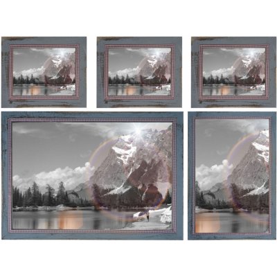 Mendler Sada rámečků na fotografie, dřevěný rámeček, 3x 21x26cm 1x 26x36cm 1x 36x51cm Shabby Country House šedá