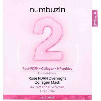 Numbuzin No.2 Rose PDRN Overnight Collagen Kolagenová pleťová maska s polynukleotidy Mask 37 g 1 ks – Zboží Dáma