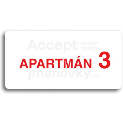 ACCEPT Piktogram APARTMÁN 3 II - bílá tabulka - barevný tisk bez rámečku – Hledejceny.cz