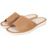 Vlnka dámské letní kožené pantofle bez špice hnědá – Zboží Dáma