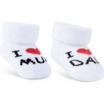 New Baby Kojenecké froté ponožky I Love Mum and Dad bílá – Zboží Mobilmania