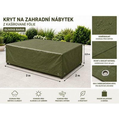 FLOBAL KRYT na zahradní nábytek obdélník - 3m x 2m výška 0,9 m – Hledejceny.cz