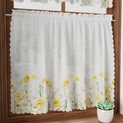 Dekorační krátká jarní vitrážová záclona do kuchyně POLANA 100x60 cm MyBestHome – Hledejceny.cz