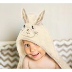 BabyOno Luxusní froté osuška s kapucí a králičíma ušima 100 × 100 cm krémová – Zboží Dáma