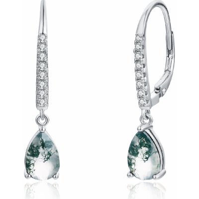 Olivie stříbrné náušnice MECHOVÝ ACHÁT 8396 – Zboží Dáma