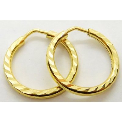 Klenoty Budín Gravírované zlaté kruhy - náušnice ze žlutého zlata prům. 18mm 585/1,25gr HK2323 – Sleviste.cz