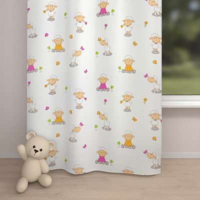 Biante Dětský bavlněný závěs Sandra SA-728 Veselé ovečky na bílém 150x220 cm – Hledejceny.cz