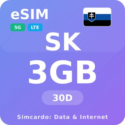Slovensko Mobilní Internet - eSIM 3GB 30 dní datová SIM karta – Zboží Mobilmania