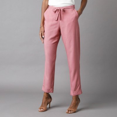 Splývavé 7/8 kalhoty s páskem růžové dřevo – Hledejceny.cz