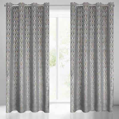 Takoy Sametový závěs LAURA s cínovaným stříbrno-zlatým vzorem ve stylu boho-HF-388502 | 140 x 250 cm – Hledejceny.cz