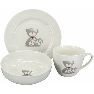 by inspire Dětský jídelní set Teddy talíř miska šálek 3 ks – Zboží Dáma