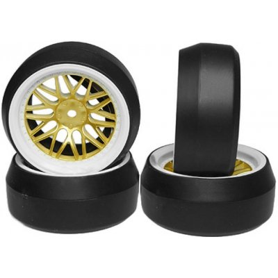 Yeah Racing Spec D LS Wheel Offset +6 White Gold w/Tire 4 ks pro 1/10 Drift – Hledejceny.cz