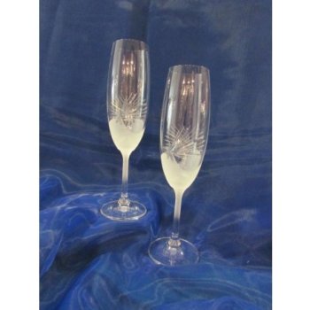 Karel Rut Skleničky na šampaňské flétny pískované Sázavka 2 x 220 ml