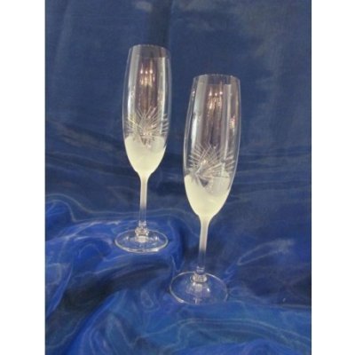 Karel Rut Skleničky na šampaňské flétny pískované Sázavka 2 x 220 ml