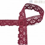 Krajka paličkovaná vínová, šíře 30 mm – Zboží Mobilmania