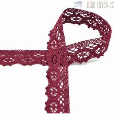 Krajka paličkovaná vínová, šíře 30 mm – Zboží Mobilmania