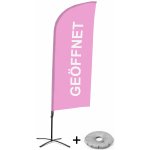 Jansen Display Kompletní sada reklamní vlajky ve tvaru křídla, Otevřeno, růžová, německy Křížová Základna, 1273 x 3030 mm – Zboží Živě