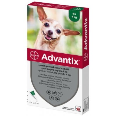 Advantix Spot-on pro psy do 4 kg 4 x 0,4 ml – Zbozi.Blesk.cz