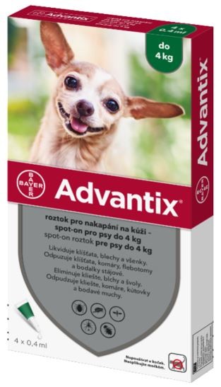 Advantix Spot-on pro psy do 4 kg 4 x 0,4 ml