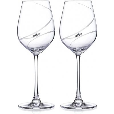 Diamante sklenice na bílé víno Atlantis s kamínky Swarovski 2 x 400 ml – Zboží Dáma