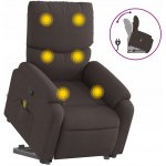 vidaXL Zvedací masážní polohovací křeslo textil 3302983 Hnědá – Sleviste.cz