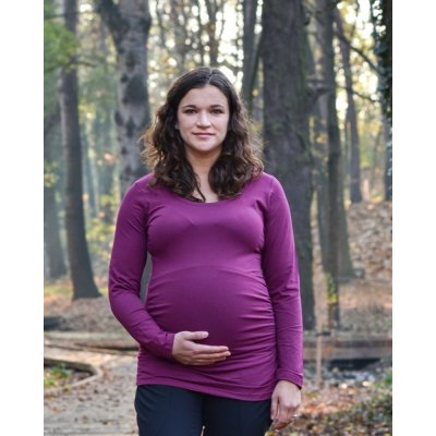 Těhotenské tričko Johanka dlouhý rukáv cyklámen – Zboží Mobilmania